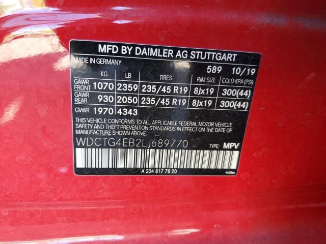 Aukcja sprzedaży 2020 Mercedes-benz Gla, vin: WDCTG4EB2LJ689770, numer aukcji: 66761825