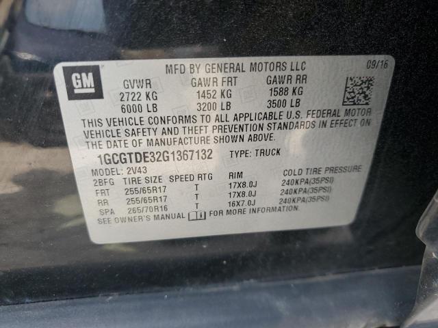 68861445 :رقم المزاد ، 1GCGTDE32G1367132 vin ، 2016 Chevrolet Colorado مزاد بيع