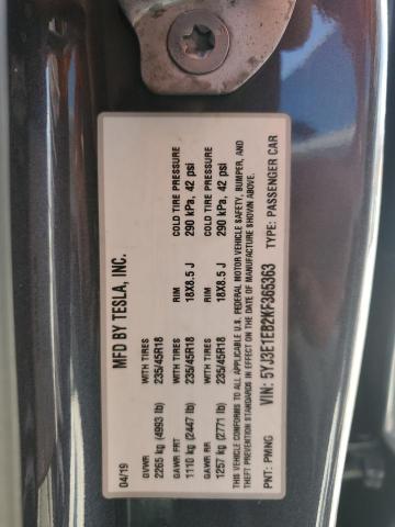 Aukcja sprzedaży 2019 Tesla Model 3, vin: 5YJ3E1EB2KF365363, numer aukcji: 68332735