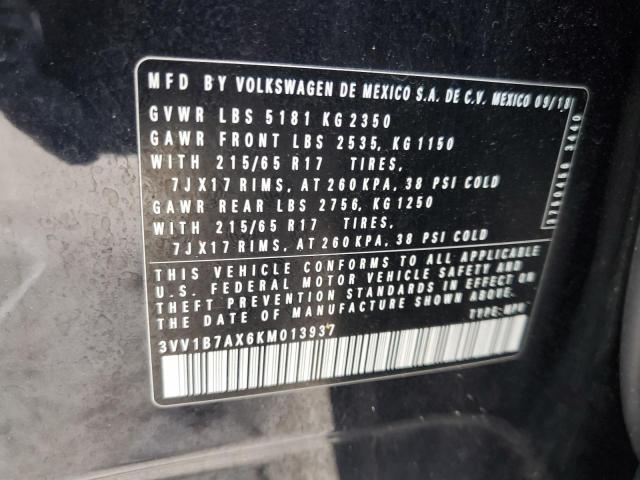 2019 Volkswagen Tiguan S მანქანა იყიდება აუქციონზე, vin: 3VV1B7AX6KM013937, აუქციონის ნომერი: 69108025