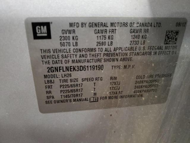 Продаж на аукціоні авто 2013 Chevrolet Equinox Lt, vin: 2GNFLNEK3D6119190, номер лоту: 69203035