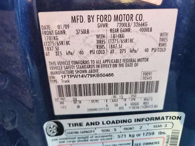 2009 Ford F150 Super მანქანა იყიდება აუქციონზე, vin: 1FTPW14V79KB50486, აუქციონის ნომერი: 70384315