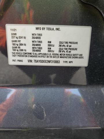 Продаж на аукціоні авто 2022 Tesla Model Y, vin: 7SAYGDEE2NF310883, номер лоту: 67126715