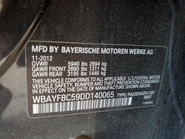 2013 Bmw 750 Lxi მანქანა იყიდება აუქციონზე, vin: WBAYF8C59DD140065, აუქციონის ნომერი: 67895395
