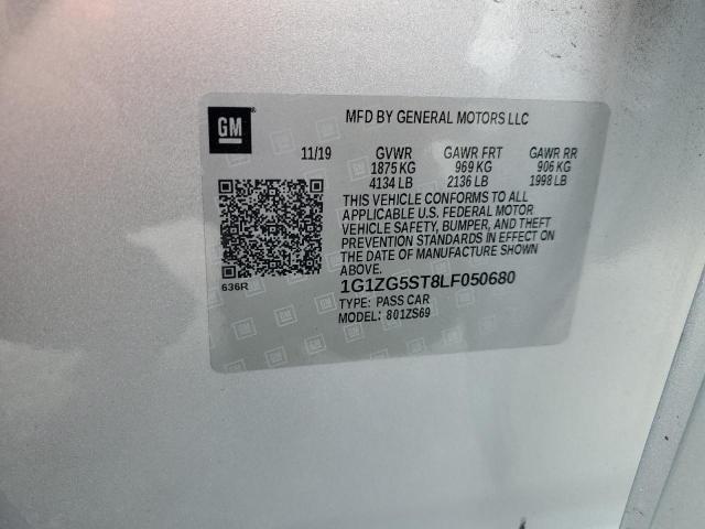 Продажа на аукционе авто 2020 Chevrolet Malibu Rs, vin: 1G1ZG5ST8LF050680, номер лота: 67012155