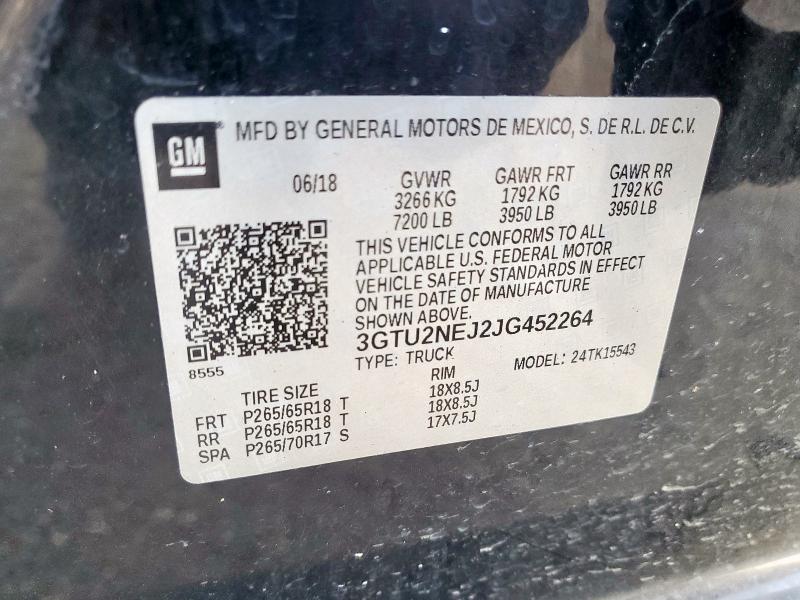 2018 Gmc Sierra K15 მანქანა იყიდება აუქციონზე, vin: 3GTU2NEJ2JG452264, აუქციონის ნომერი: 68654885