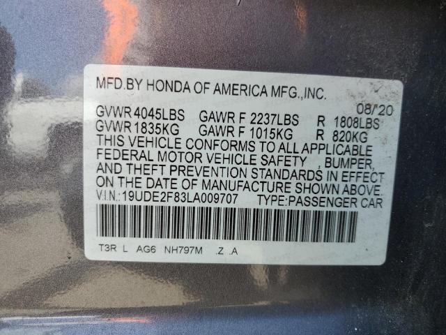 68132035 :رقم المزاد ، 19UDE2F83LA009707 vin ، 2020 Acura Ilx Premiu مزاد بيع