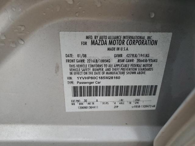 68487565 :رقم المزاد ، 1YVHP80C185M28160 vin ، 2008 Mazda 6 I مزاد بيع