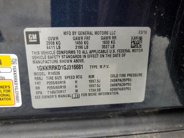 Aukcja sprzedaży 2016 Gmc Acadia, vin: 1GKKRRKD1GJ316681, numer aukcji: 66839715
