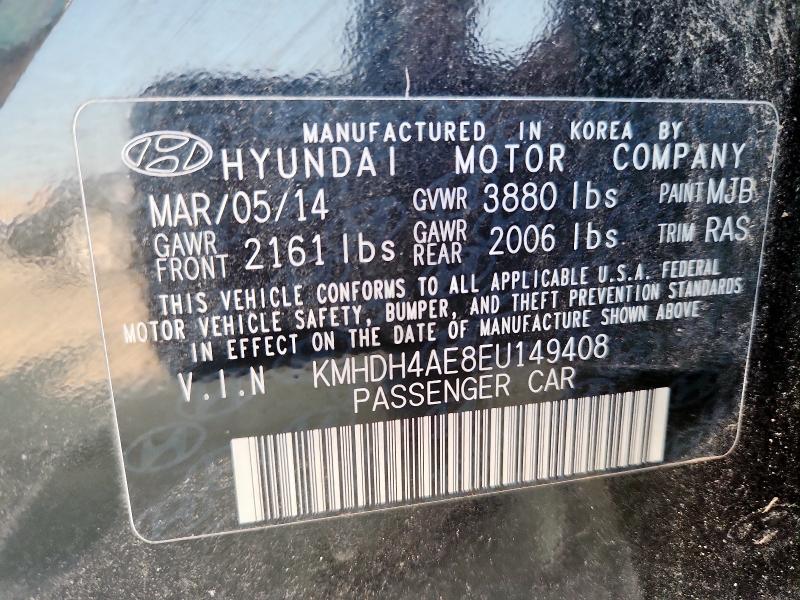 67615425 :رقم المزاد ، KMHDH4AE8EU149408 vin ، 2014 Hyundai Elantra مزاد بيع