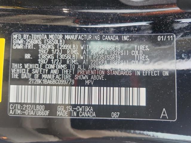 68850385 :رقم المزاد ، 2T2BK1BA6BC099779 vin ، 2011 Lexus Rx مزاد بيع
