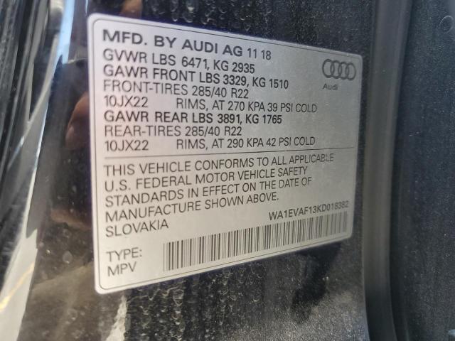 2019 Audi Q8 Premium Plus S-line მანქანა იყიდება აუქციონზე, vin: WA1EVAF13KD018382, აუქციონის ნომერი: 67664815