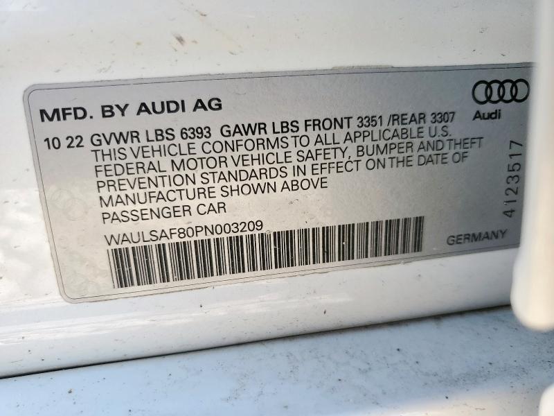 Aukcja sprzedaży 2023 Audi S8, vin: WAULSAF80PN003209, numer aukcji: 68170315