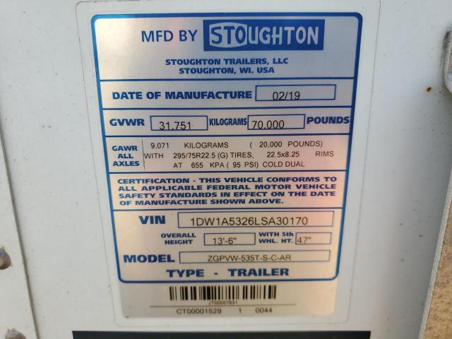 Продажа на аукционе авто 2020 Stoughton Trailers I, vin: 1DW1A5326LSA30170, номер лота: 48106026