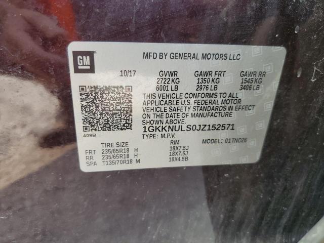 Aukcja sprzedaży 2018 Gmc Acadia Slt-1, vin: 1GKKNULS0JZ152571, numer aukcji: 67572355
