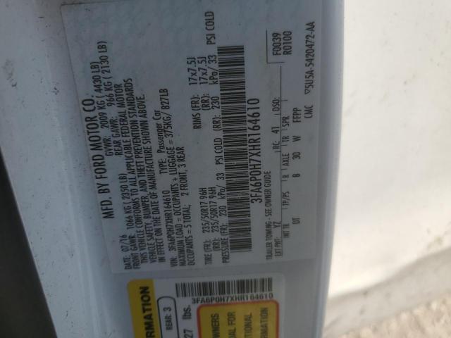 2017 Ford Fusion მანქანა იყიდება აუქციონზე, vin: 3FA6P0H7XHR164610, აუქციონის ნომერი: 68223305