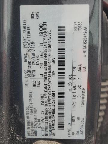70366285 :رقم المزاد ، 1FMCU0F65LUC54891 vin ، 2020 Ford Escape S مزاد بيع