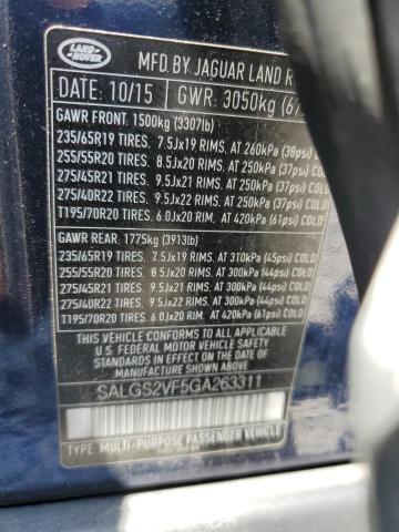 2016 Land Rover Range Rover Hse მანქანა იყიდება აუქციონზე, vin: SALGS2VF5GA263311, აუქციონის ნომერი: 68168685