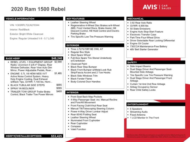 67941095 :رقم المزاد ، 1C6SRFLT2LN279344 vin ، 2020 Ram 1500 Rebel مزاد بيع