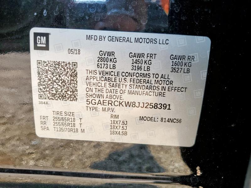 68635275 :رقم المزاد ، 5GAERCKW8JJ258391 vin ، 2018 Buick Enclave Pr مزاد بيع