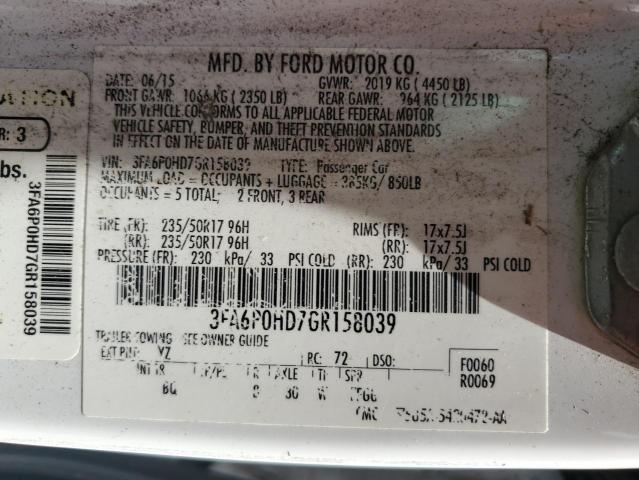 Aukcja sprzedaży 2016 Ford Fusion Se, vin: 3FA6P0HD7GR158039, numer aukcji: 66885885