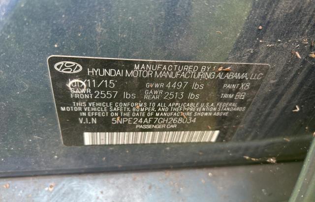 2016 Hyundai Sonata Se მანქანა იყიდება აუქციონზე, vin: 5NPE24AF7GH268034, აუქციონის ნომერი: 71292845