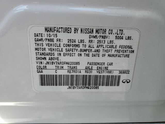 67736485 :رقم المزاد ، JN1BV7AR0FM420085 vin ، 2015 Infiniti Q50 مزاد بيع