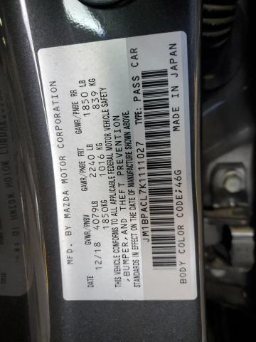 Aukcja sprzedaży 2019 Mazda 3, vin: JM1BPACL7K1111027, numer aukcji: 70315785