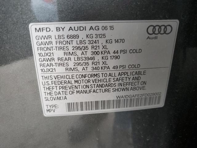 68025845 :رقم المزاد ، WA1DGAFE2FD029002 vin ، 2015 Audi Q7 Prestig مزاد بيع