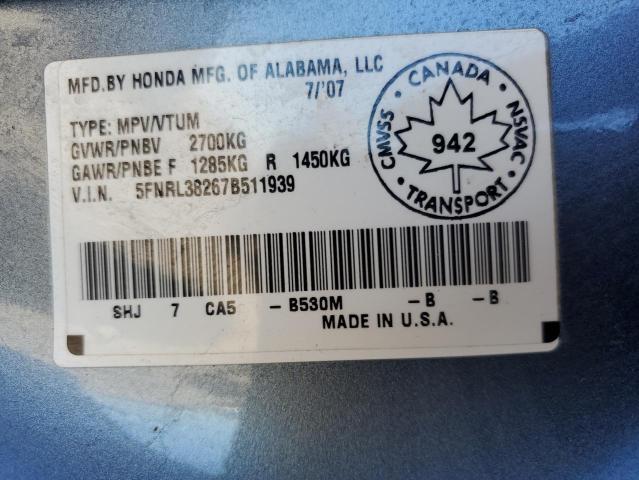 Aukcja sprzedaży 2007 Honda Odyssey, vin: 5FNRL38267B511939, numer aukcji: 68897285