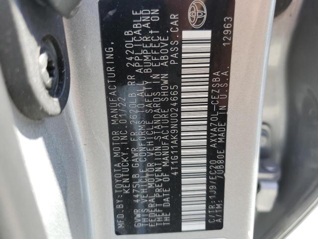 69629445 :رقم المزاد ، 4T1G11AK9NU024665 vin ، 2022 Toyota Camry Se مزاد بيع
