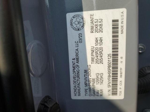 66924145 :رقم المزاد ، 5FNYF8H95PB501125 vin ، 2023 Honda Passport مزاد بيع