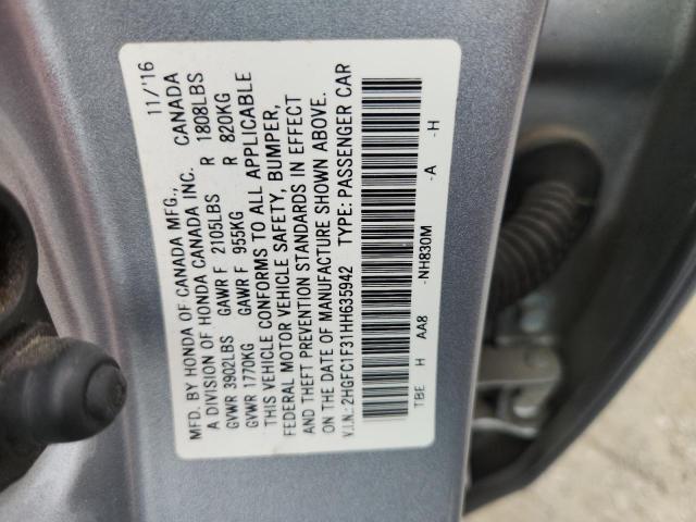 2017 Honda Civic მანქანა იყიდება აუქციონზე, vin: 2HGFC1F31HH635942, აუქციონის ნომერი: 67608415