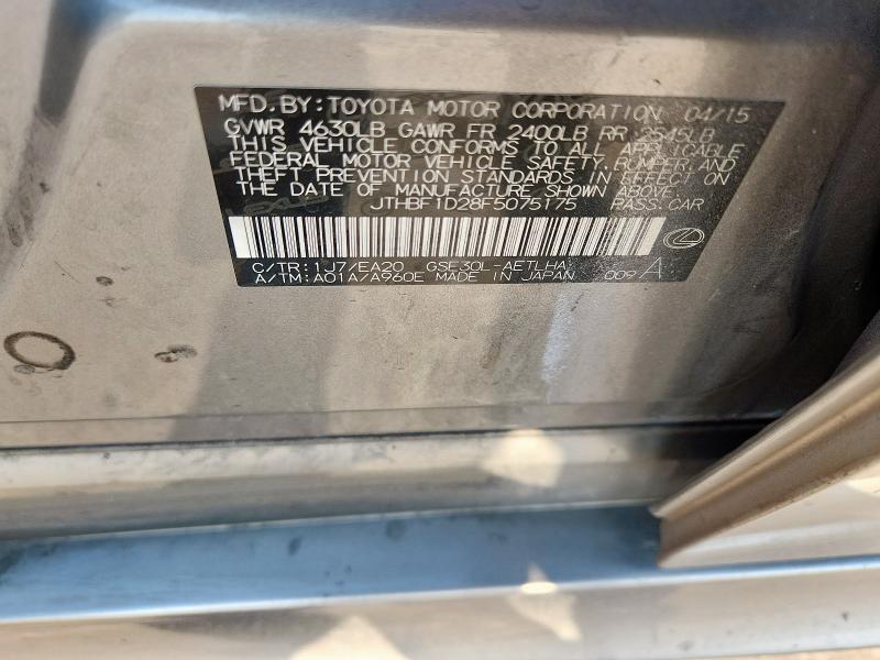 Aukcja sprzedaży 2015 Lexus Is 250, vin: JTHBF1D28F5075175, numer aukcji: 67959575