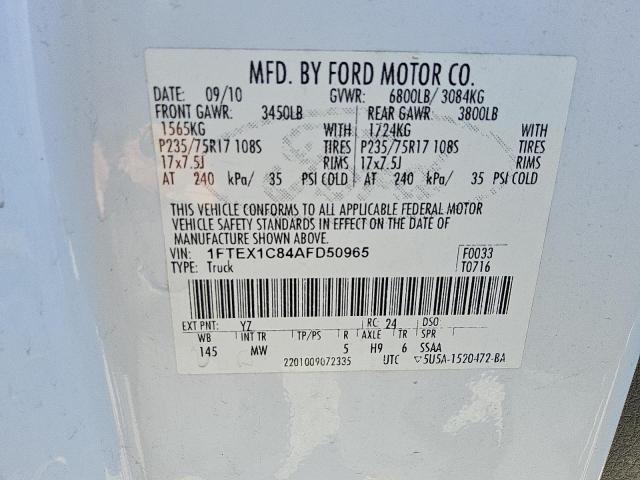 Продажа на аукционе авто 2010 Ford F150, vin: 1FTEX1C84AFD50965, номер лота: 69487945