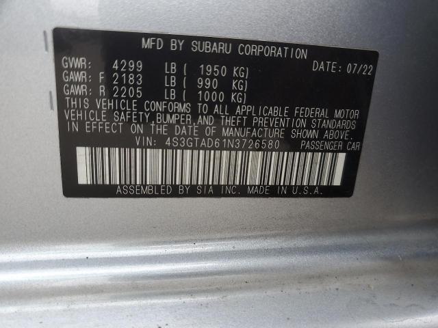 Продажа на аукционе авто 2022 Subaru Impreza Pr, vin: 4S3GTAD61N3726580, номер лота: 67640045