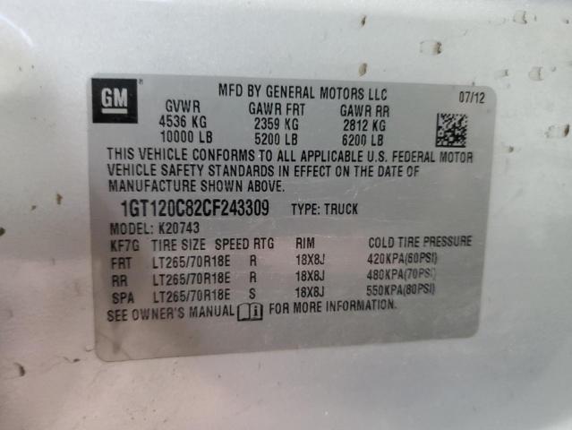 Aukcja sprzedaży 2012 Gmc Sierra, vin: 1GT120C82CF243309, numer aukcji: 69814995
