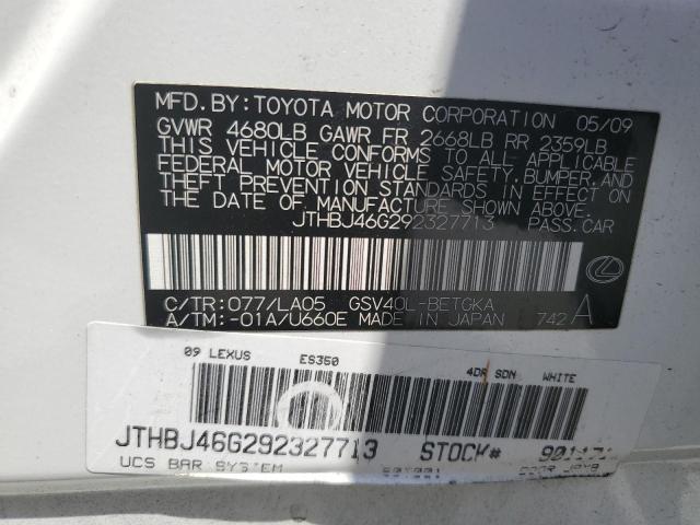 Aukcja sprzedaży 2009 Lexus Es, vin: JTHBJ46G292327713, numer aukcji: 70229375