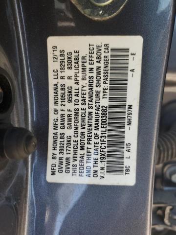 Продаж на аукціоні авто 2020 Honda Civic Ex, vin: 19XFC1F31LE003882, номер лоту: 70336745