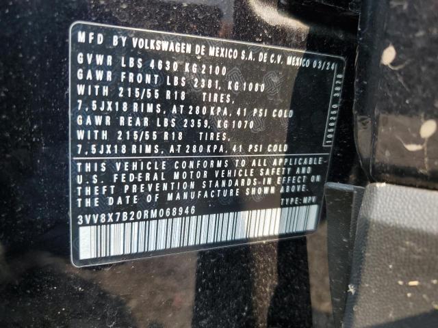 65984555 :رقم المزاد ، 3VV8X7B20RM068946 vin ، 2024 Volkswagen Taos مزاد بيع