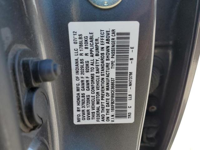Продаж на аукціоні авто 2012 Honda Civic, vin: 19XFB2F89CE368637, номер лоту: 70102215