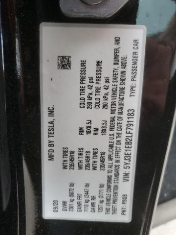 Aukcja sprzedaży 2020 Tesla Model 3, vin: 5YJ3E1EB2LF791183, numer aukcji: 69381915