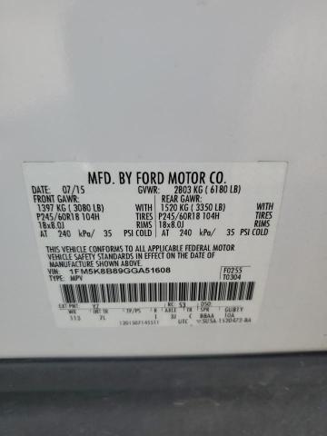 2016 Ford Explorer მანქანა იყიდება აუქციონზე, vin: 1FM5K8B89GGA51608, აუქციონის ნომერი: 67424735