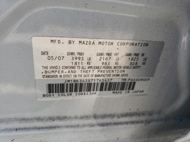 2007 Mazda 3 მანქანა იყიდება აუქციონზე, vin: JM1BK343871765437, აუქციონის ნომერი: 69562865