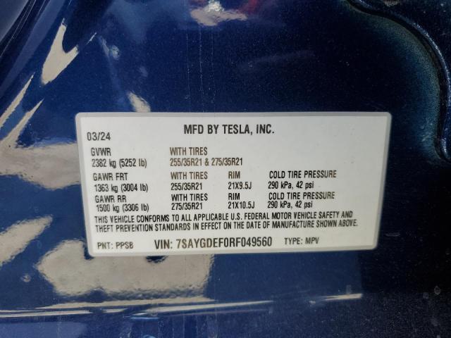 Продаж на аукціоні авто 2024 Tesla Model Y, vin: 7SAYGDEF0RF049560, номер лоту: 68134625