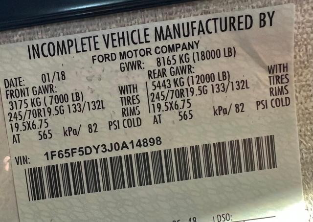 2018 Ford F53 მანქანა იყიდება აუქციონზე, vin: 1F65F5DY3J0A14898, აუქციონის ნომერი: 69504095