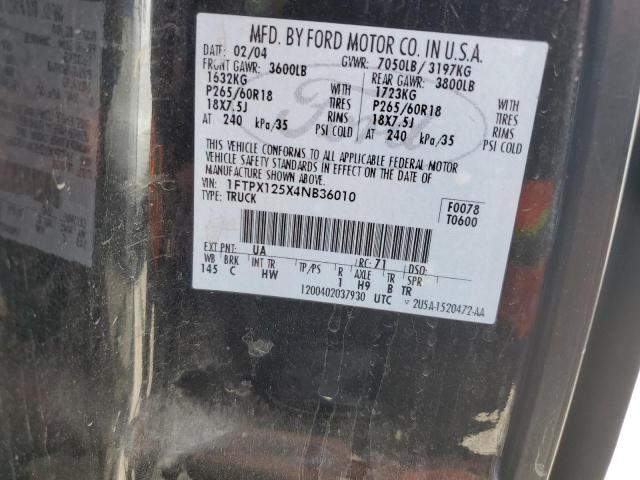 2004 Ford F150 მანქანა იყიდება აუქციონზე, vin: 1FTPX125X4NB36010, აუქციონის ნომერი: 69113885