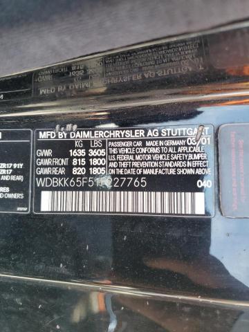 Aukcja sprzedaży 2001 Mercedes-benz Slk 320, vin: WDBKK65F51F227765, numer aukcji: 67846605