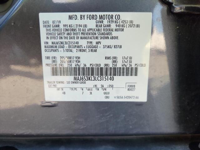 69426625 :رقم المزاد ، MAJ6S3KL3LC315140 vin ، 2020 Ford Ecosport T مزاد بيع