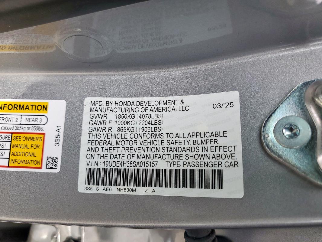 Aukcja sprzedaży 2025 Acura Integra A-, vin: 19UDE4H38SA015157, numer aukcji: 69816555